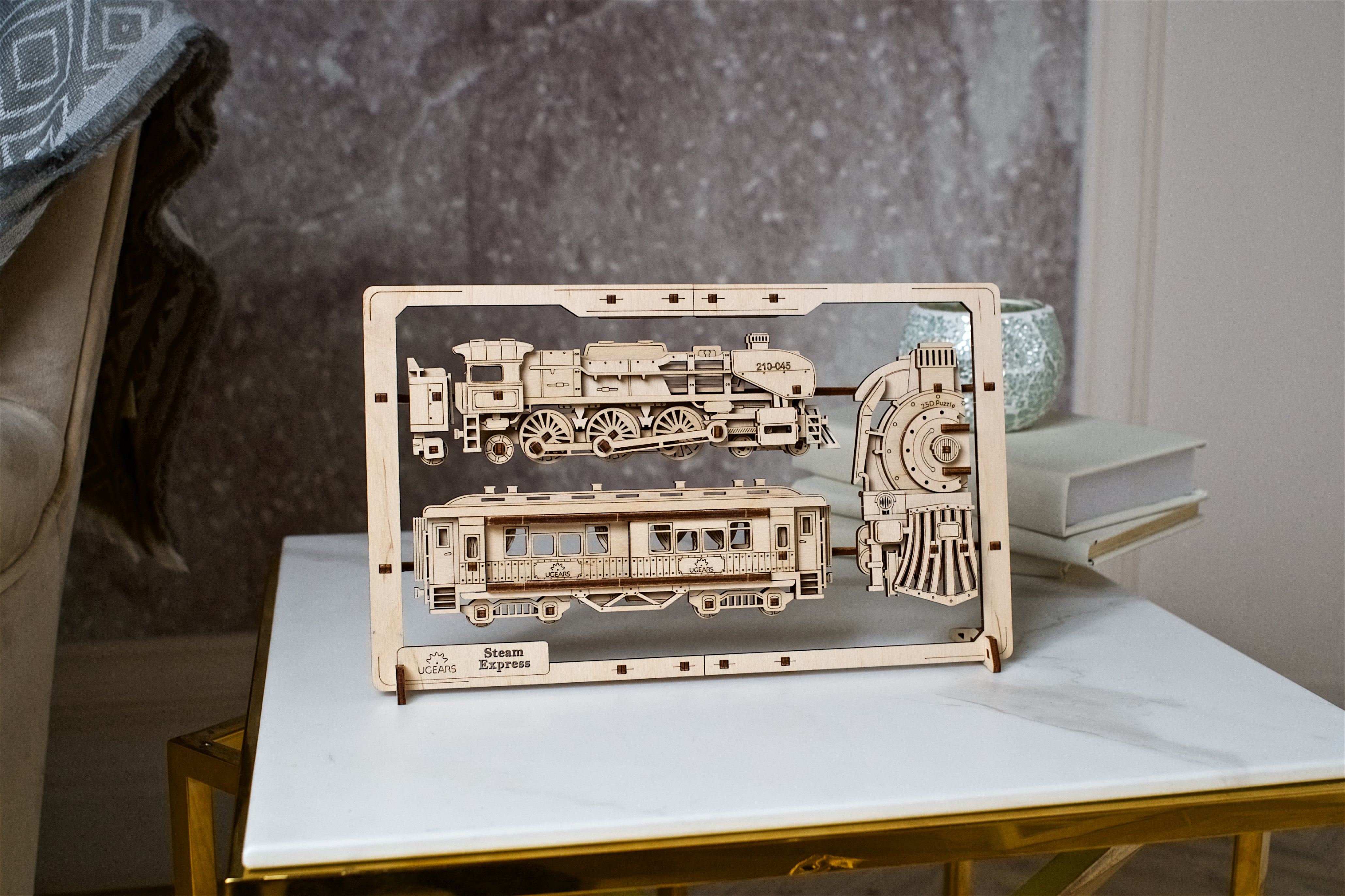 UGears 2,5D Wandbild - Dampflokomotive